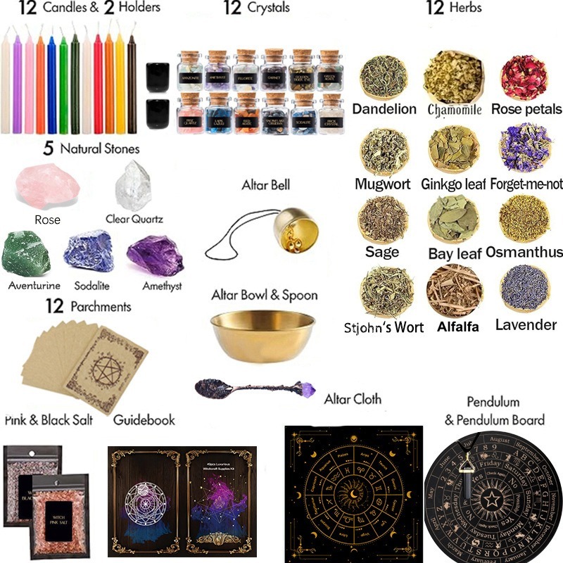 55-Piece Complete Witchcraft Supplies Kit 