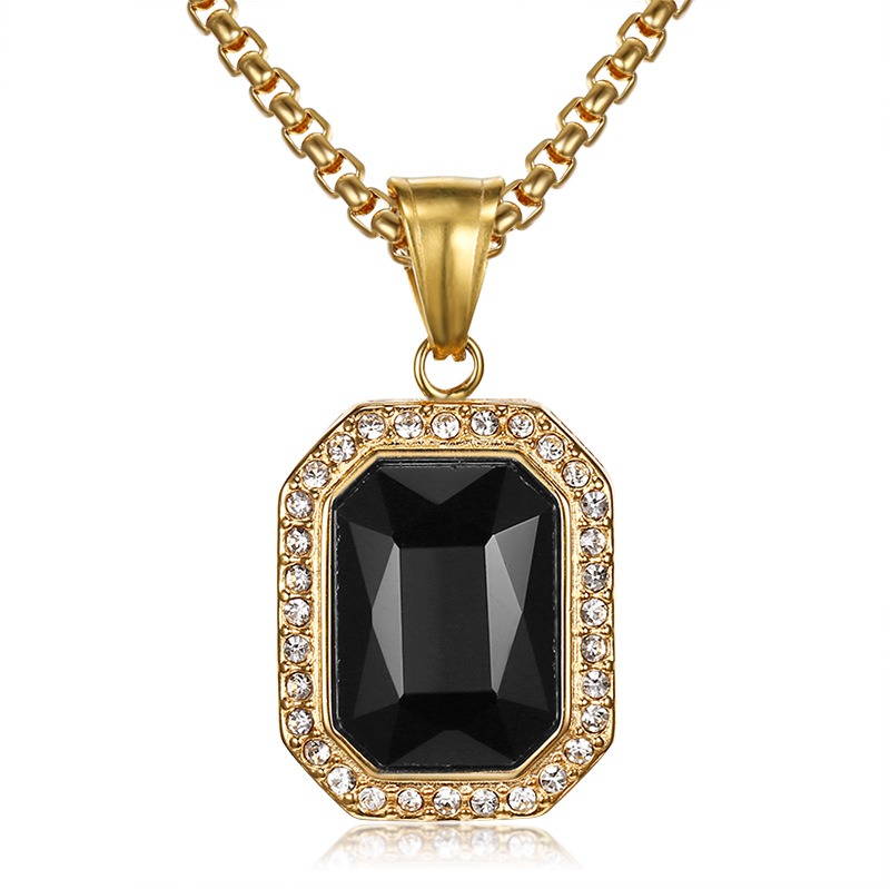 18K Gold Emerald-Cut Halo Pendant Necklace