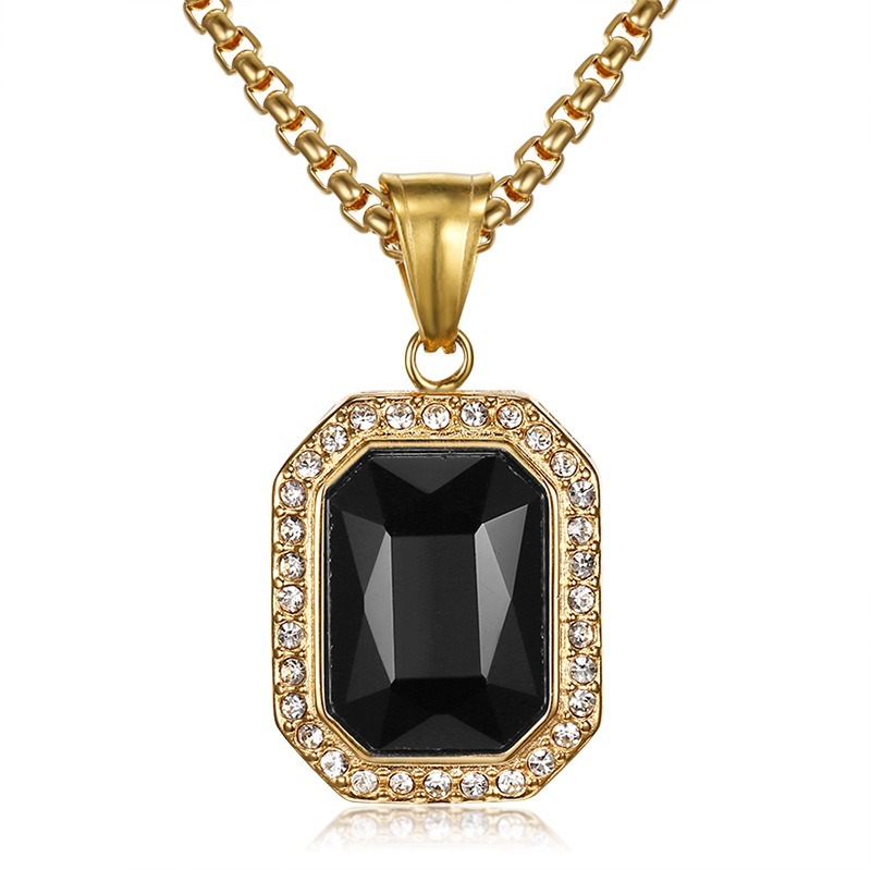 18K Gold Emerald-Cut Halo Pendant Necklace