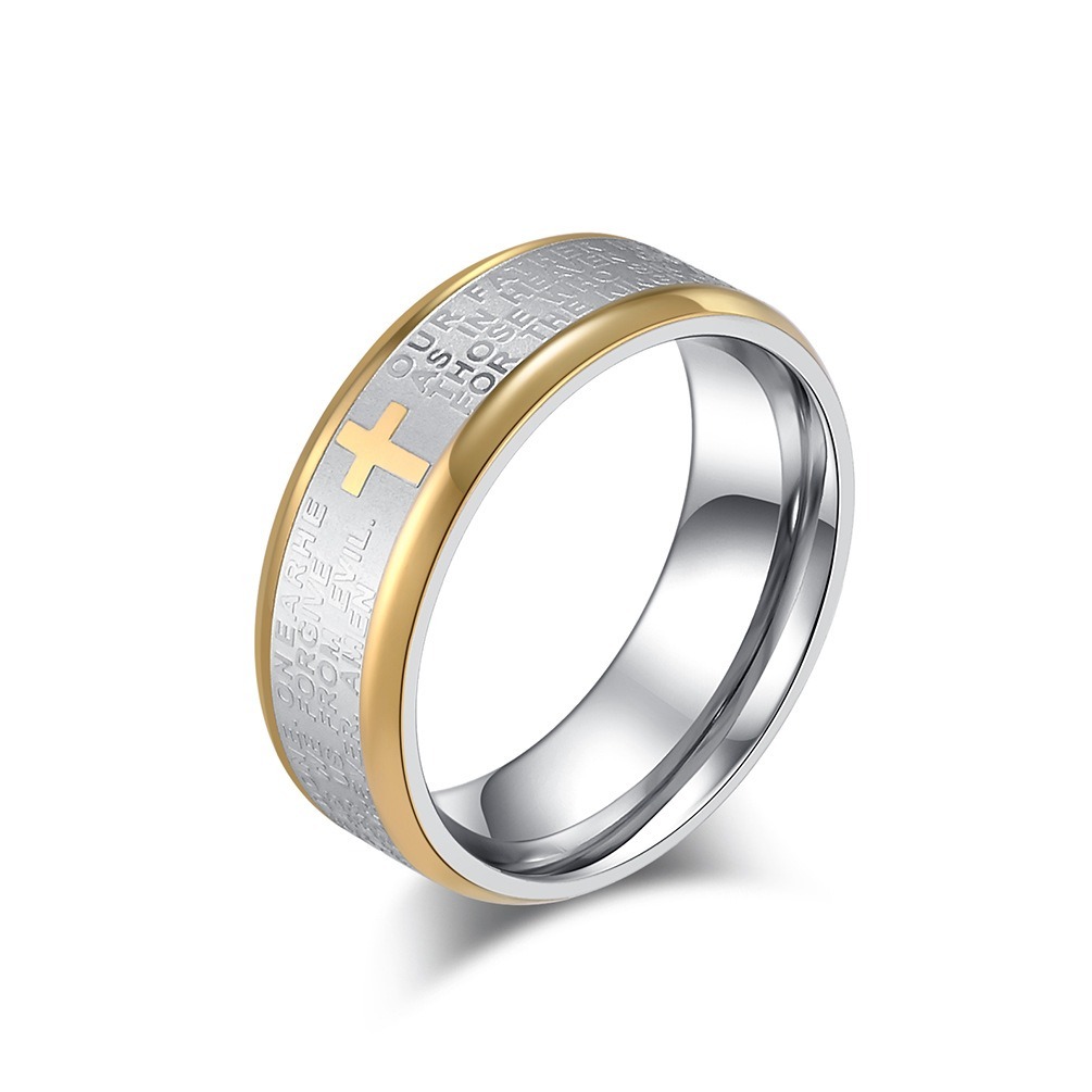 Divine Scripture Premium 316L Stainless Steel Engraved Cross Prayer Ring