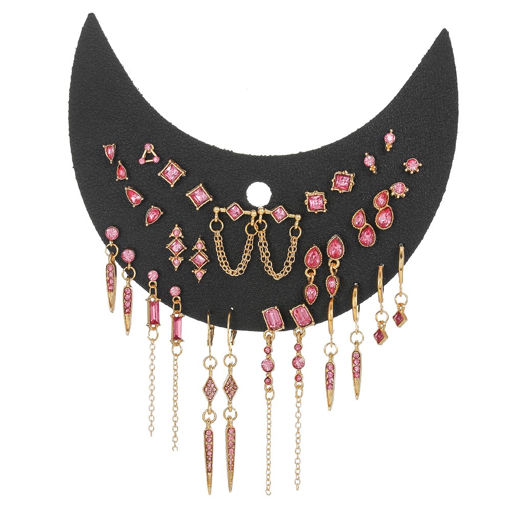 Crescent Color Geometric Tassel Multi-Piece Earring Set
