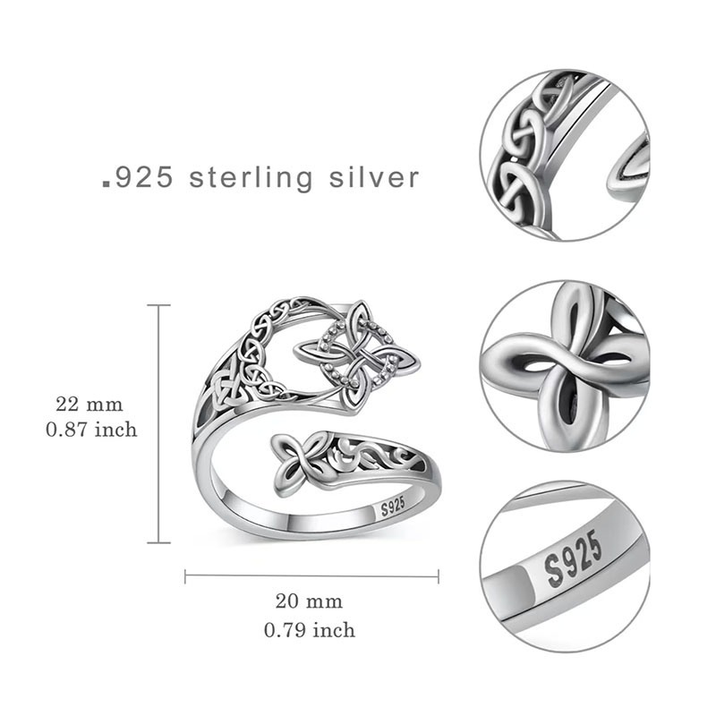 Witch’s Knot S925 Silver Celtic Knot Protection Ring｜Hollowed Tangled Mystic Guardian
