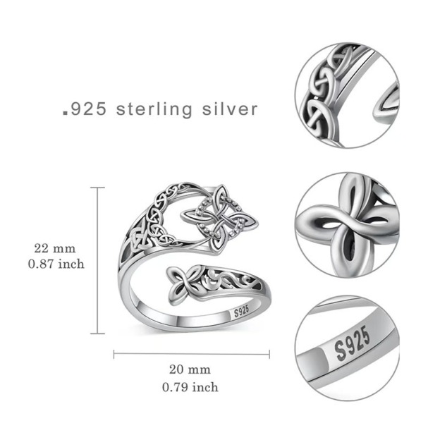 Witch’s Knot S925 Silver Celtic Knot Protection Ring｜Hollowed Tangled Mystic Guardian
