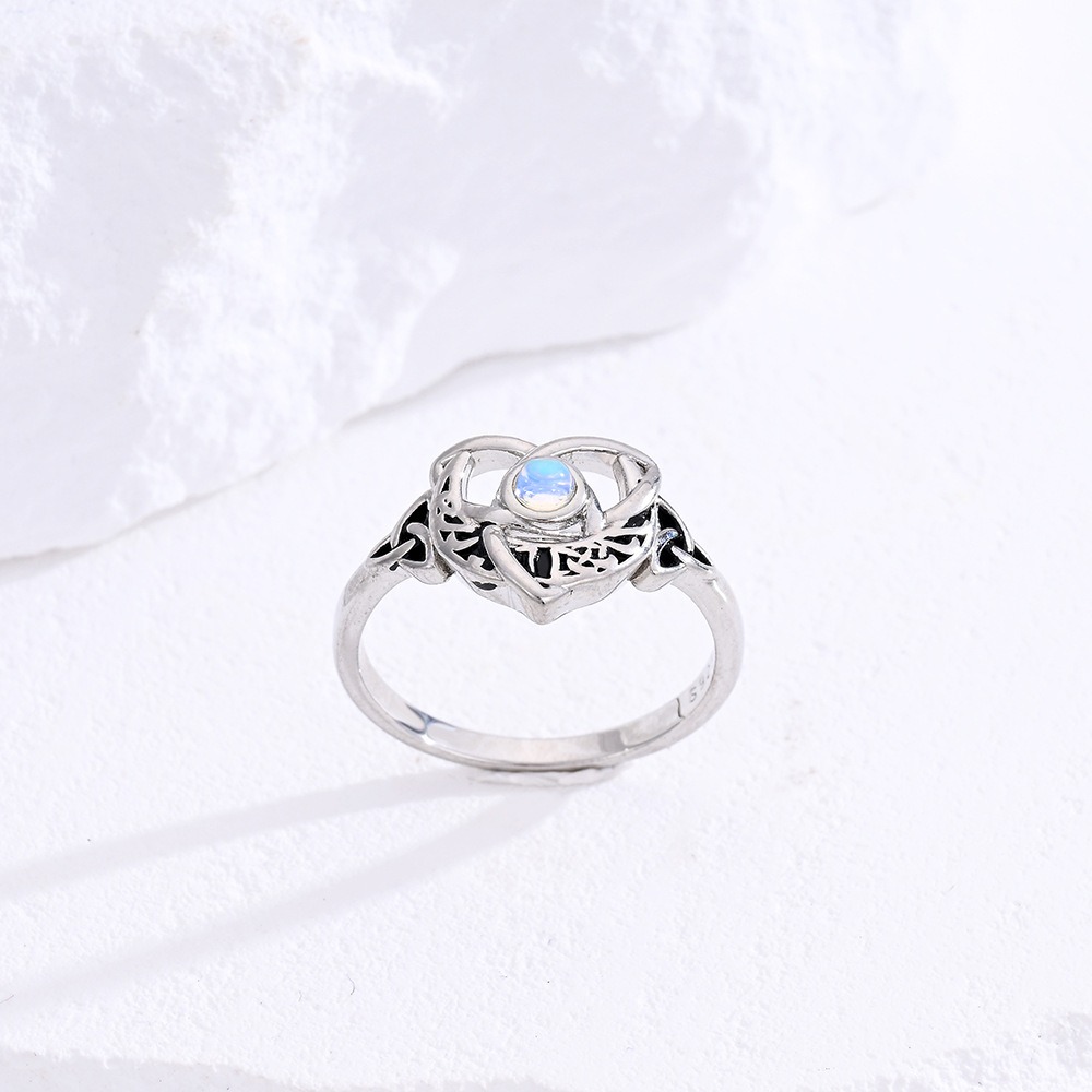 Celtic Protection S925 Silver Moonstone Ring