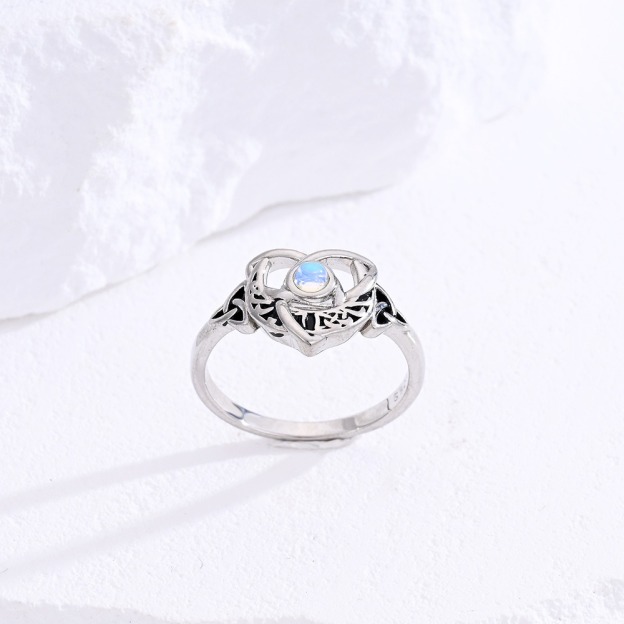 Celtic Protection S925 Silver Moonstone Ring