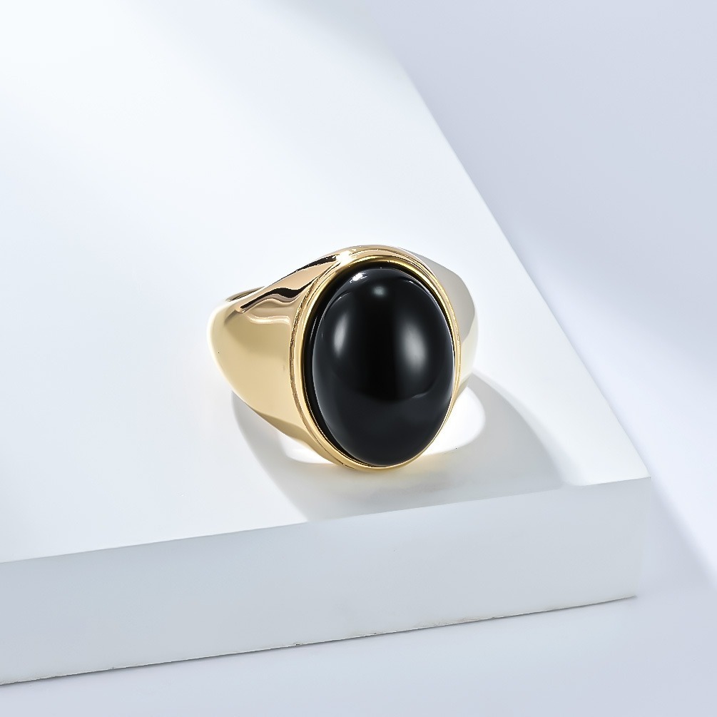 Vintage Oval Cabochon Natural Stone Signet Ring