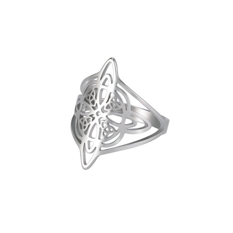 Celtic Witch Knot Openwork Ring 18K Gold-Plated/Titanium Steel Vintage Totem Band