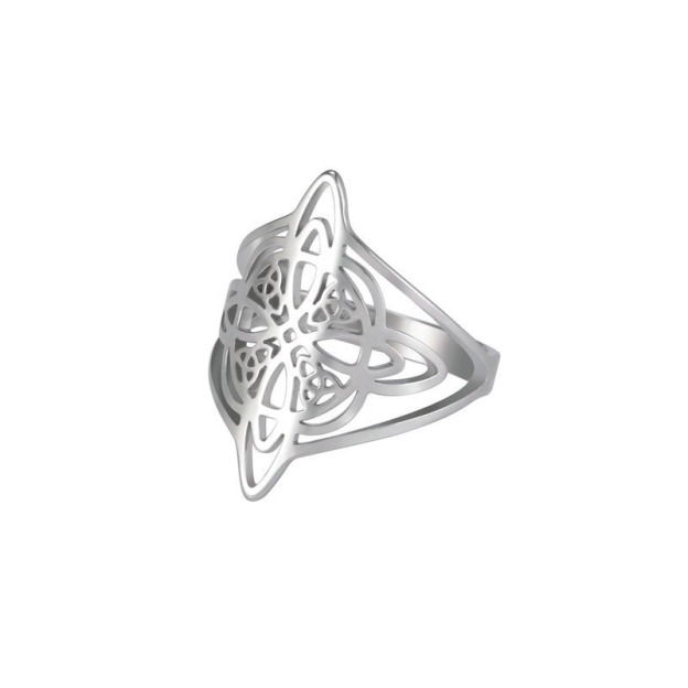 Celtic Witch Knot Openwork Ring 18K Gold-Plated/Titanium Steel Vintage Totem Band