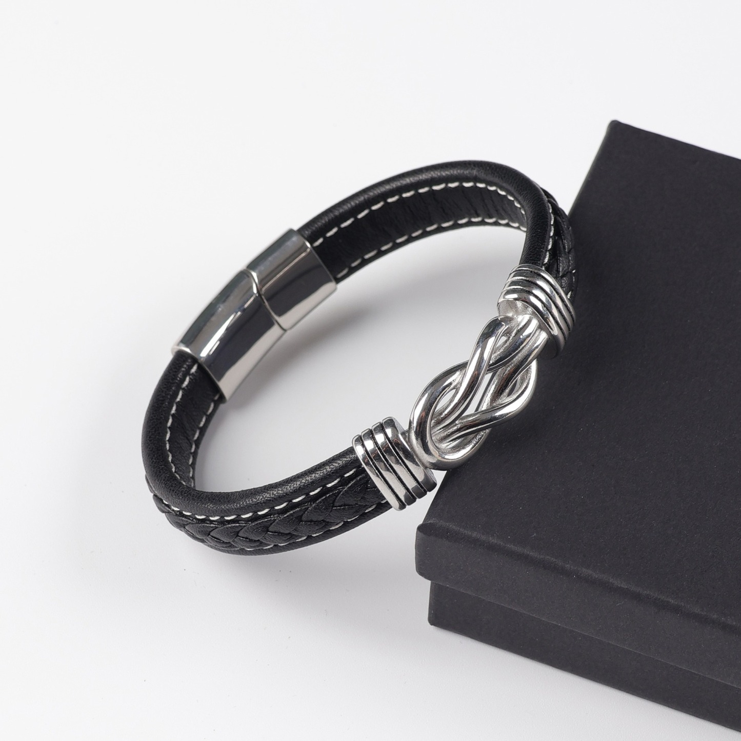 Magnetic Engraved Leather Bracelet Custom Greeting Card Gift