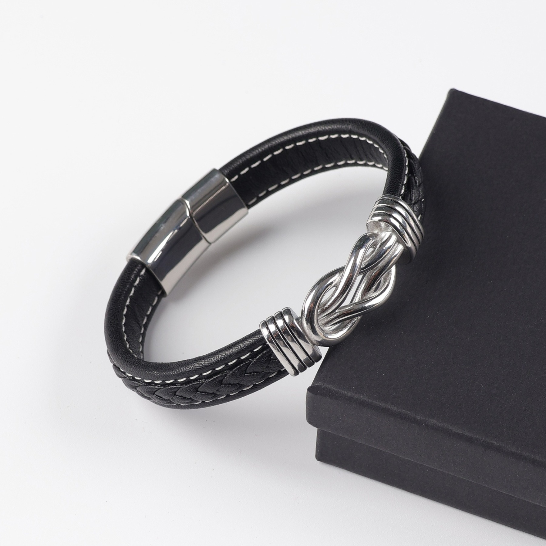 Magnetic Engraved Leather Bracelet Custom Greeting Card Gift