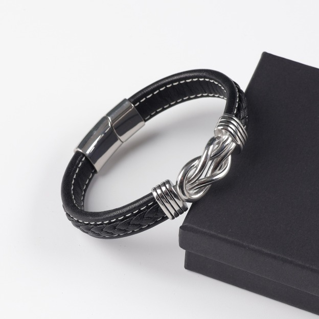 Magnetic Engraved Leather Bracelet Custom Greeting Card Gift