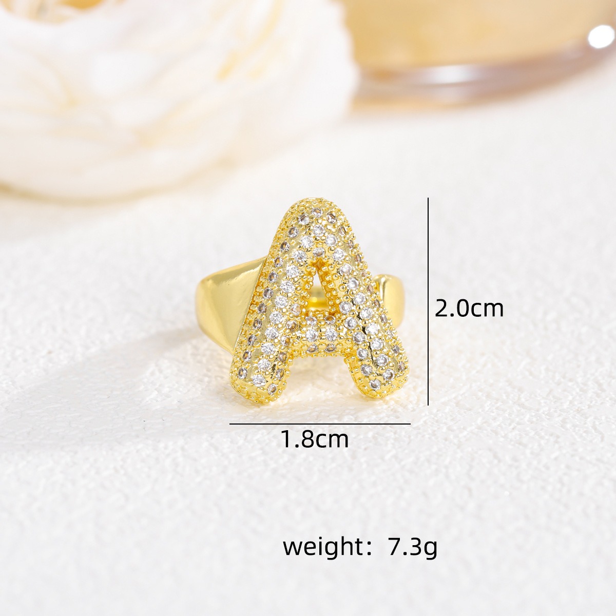 Letter Starburst 18K Gold Diamond 26-Letter Open Ring（Free shipping on orders of two or more items）