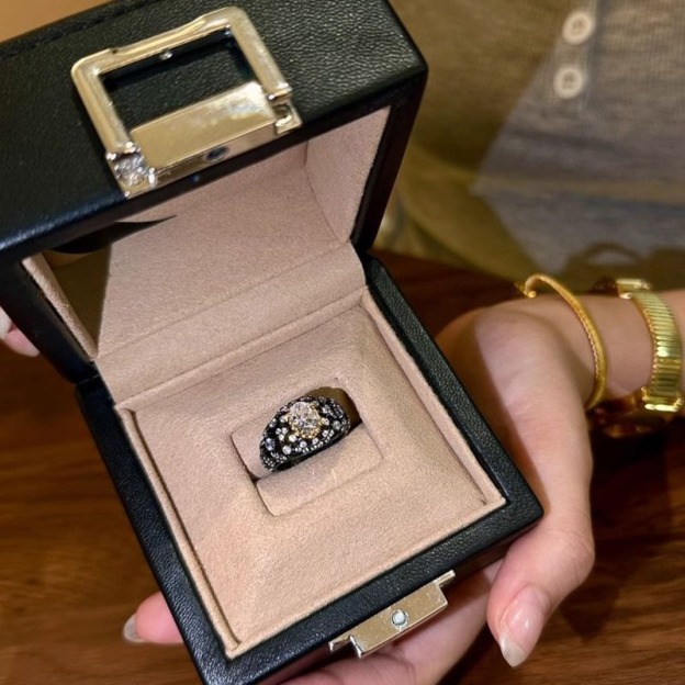 Black Gold Dream S925 Sterling Silver Black-Gold Plated Diamond Ring Set Vintage Modernity at Your Fingertips