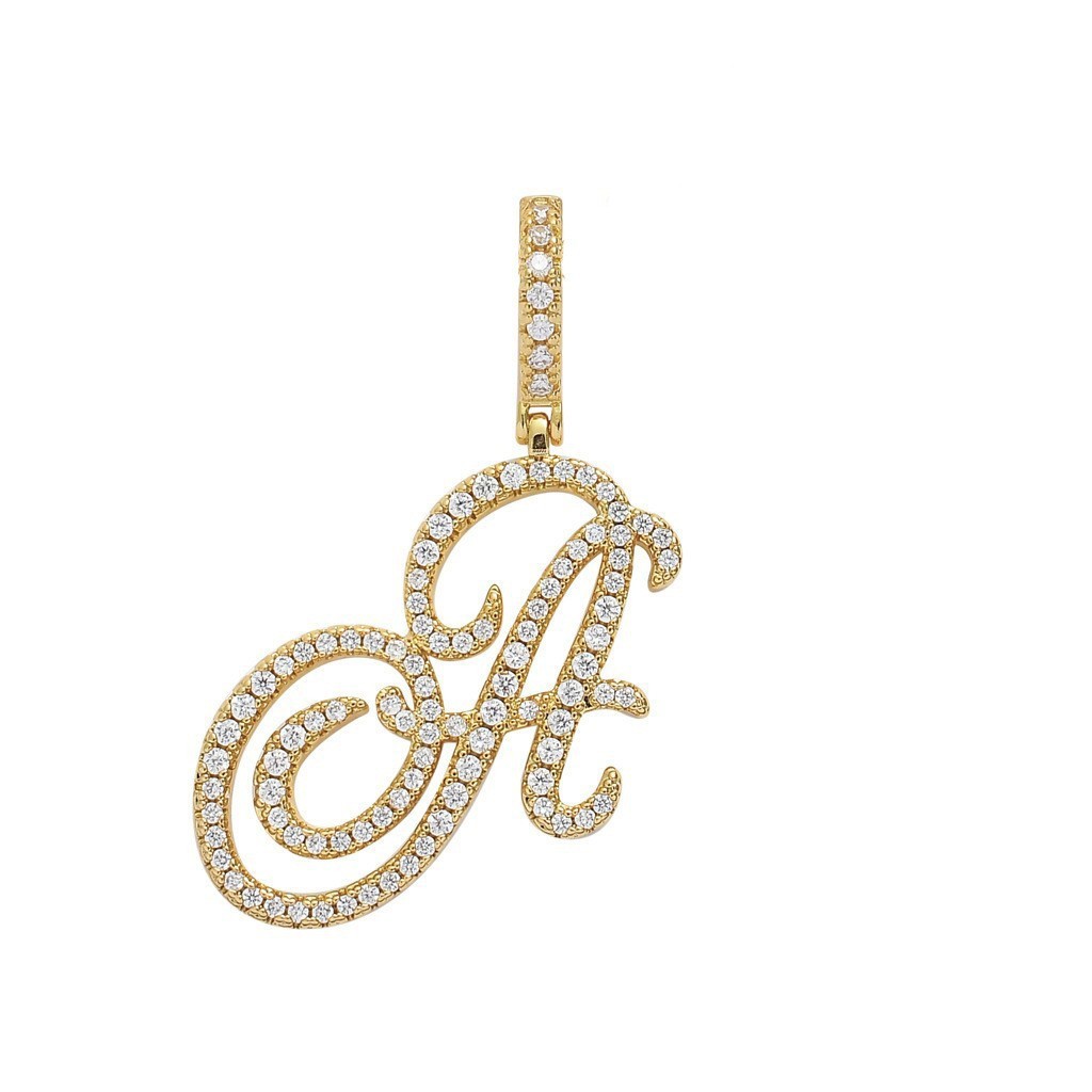 Floral Letter Full-Diamond Pendant Necklace (Gold/Silver Version)