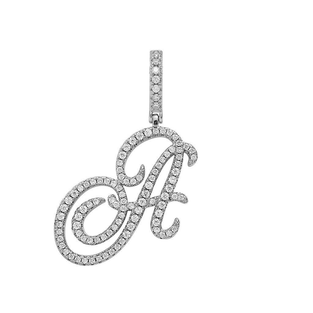 Floral Letter Full-Diamond Pendant Necklace (Gold/Silver Version)