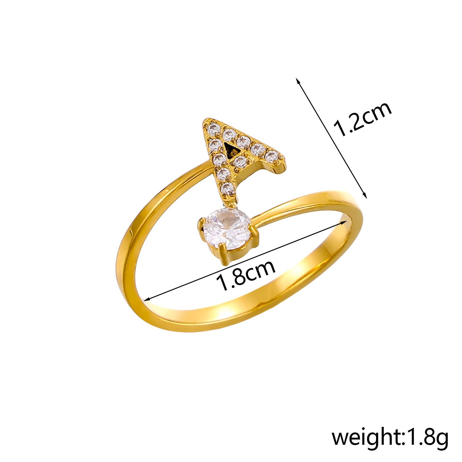 26-Letter Diamond-Inlaid Ring (Gold/Silver Version)