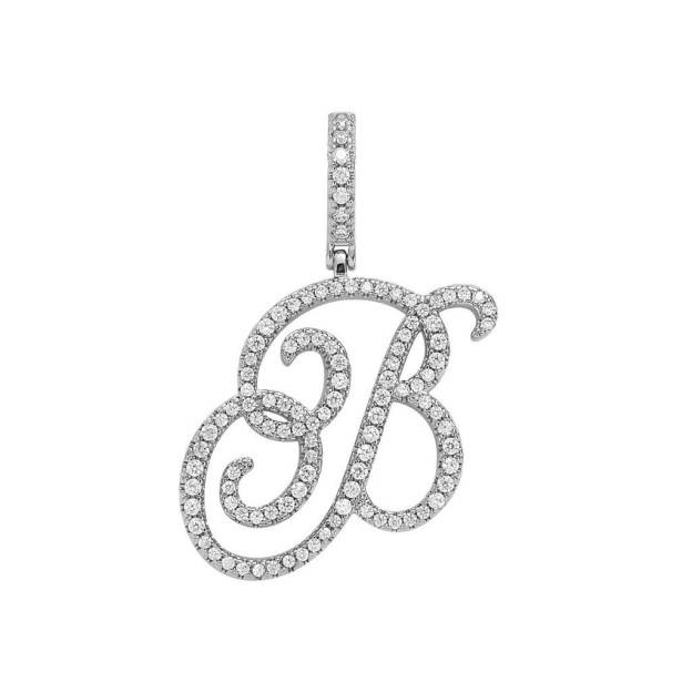 Floral Letter Full-Diamond Pendant Necklace (Gold/Silver Version)