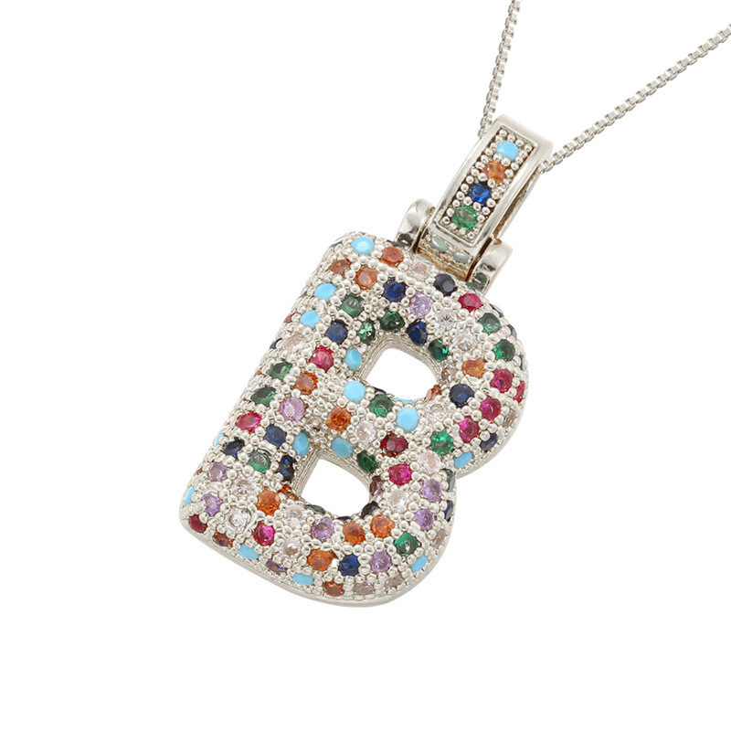 26 Letters Full-Diamond Colorful Necklace