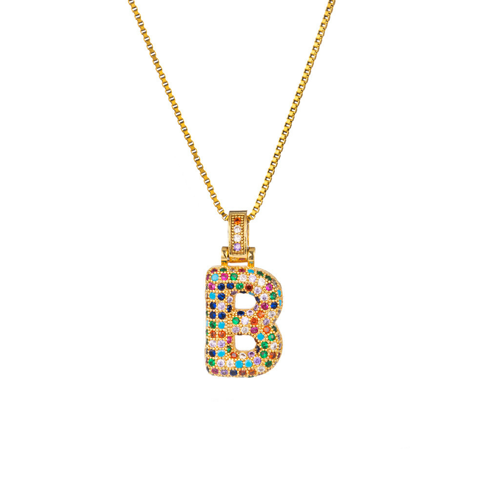 26 Letters Full-Diamond Colorful Necklace