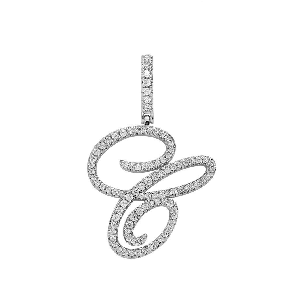 Floral Letter Full-Diamond Pendant Necklace (Gold/Silver Version)