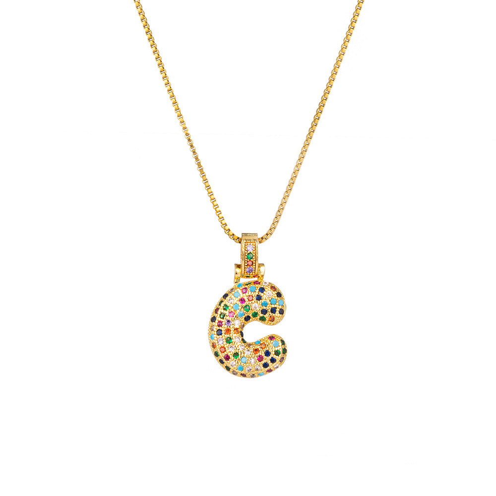 26 Letters Full-Diamond Colorful Necklace