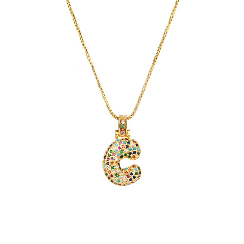 26 Letters Full-Diamond Colorful Necklace