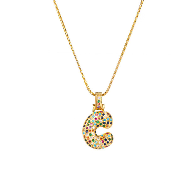 26 Letters Full-Diamond Colorful Necklace