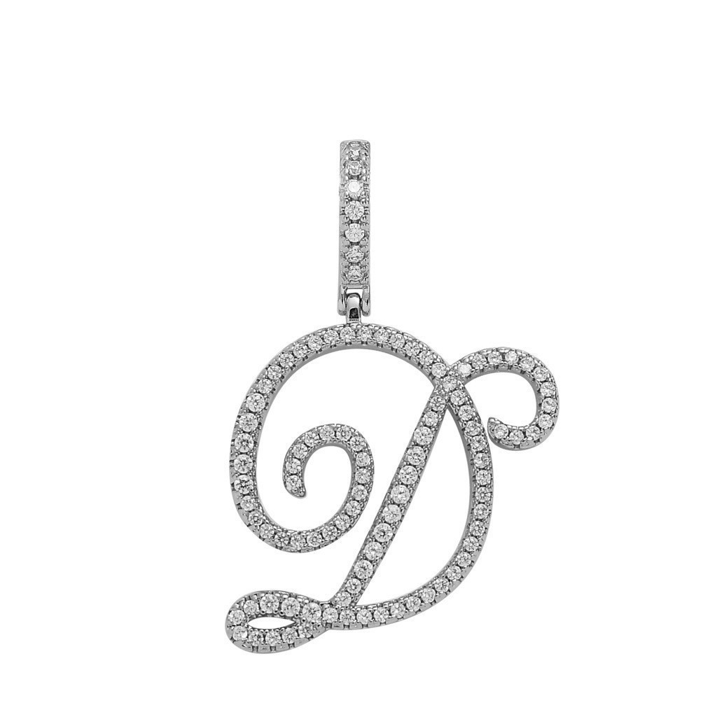 Floral Letter Full-Diamond Pendant Necklace (Gold/Silver Version)