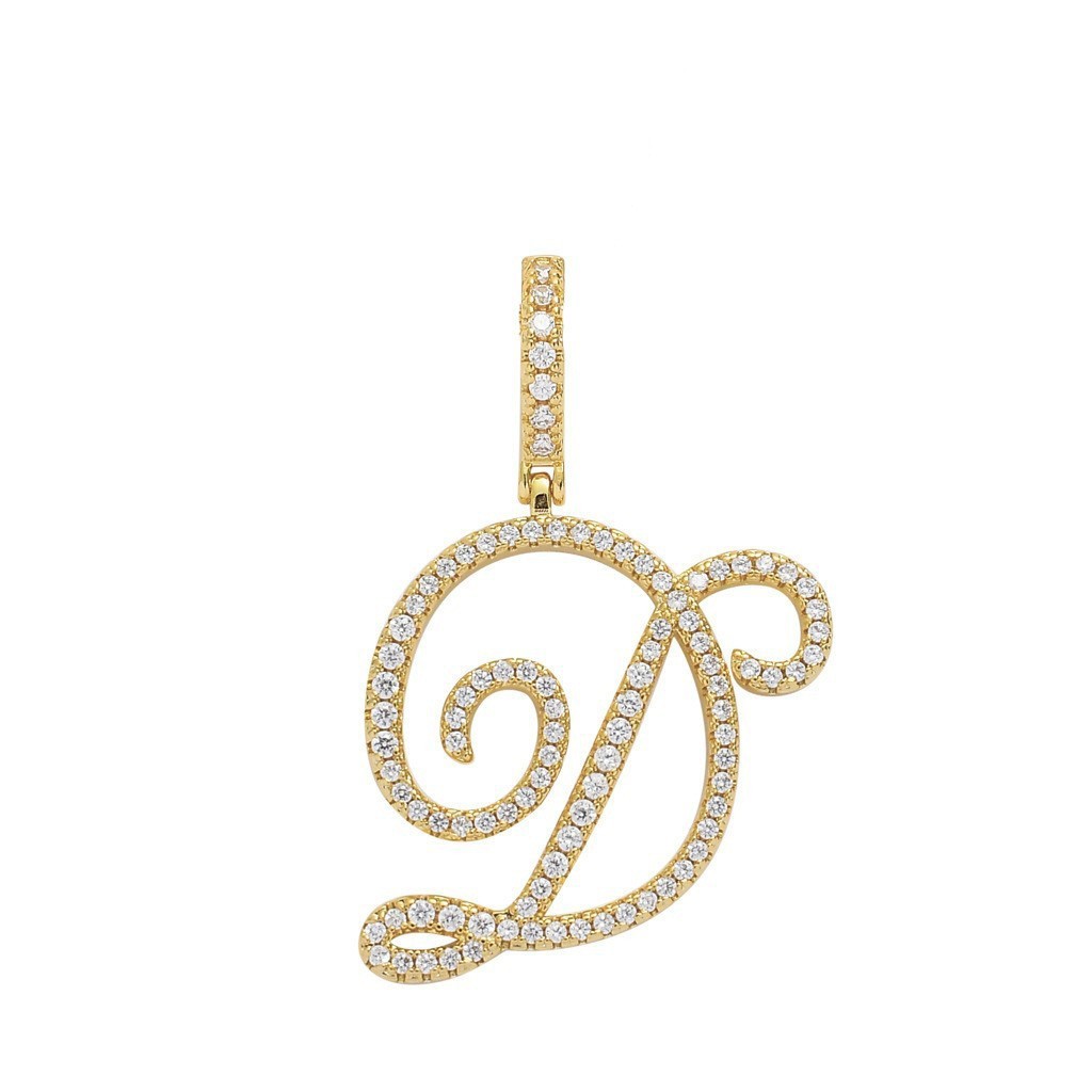 Floral Letter Full-Diamond Pendant Necklace (Gold/Silver Version)