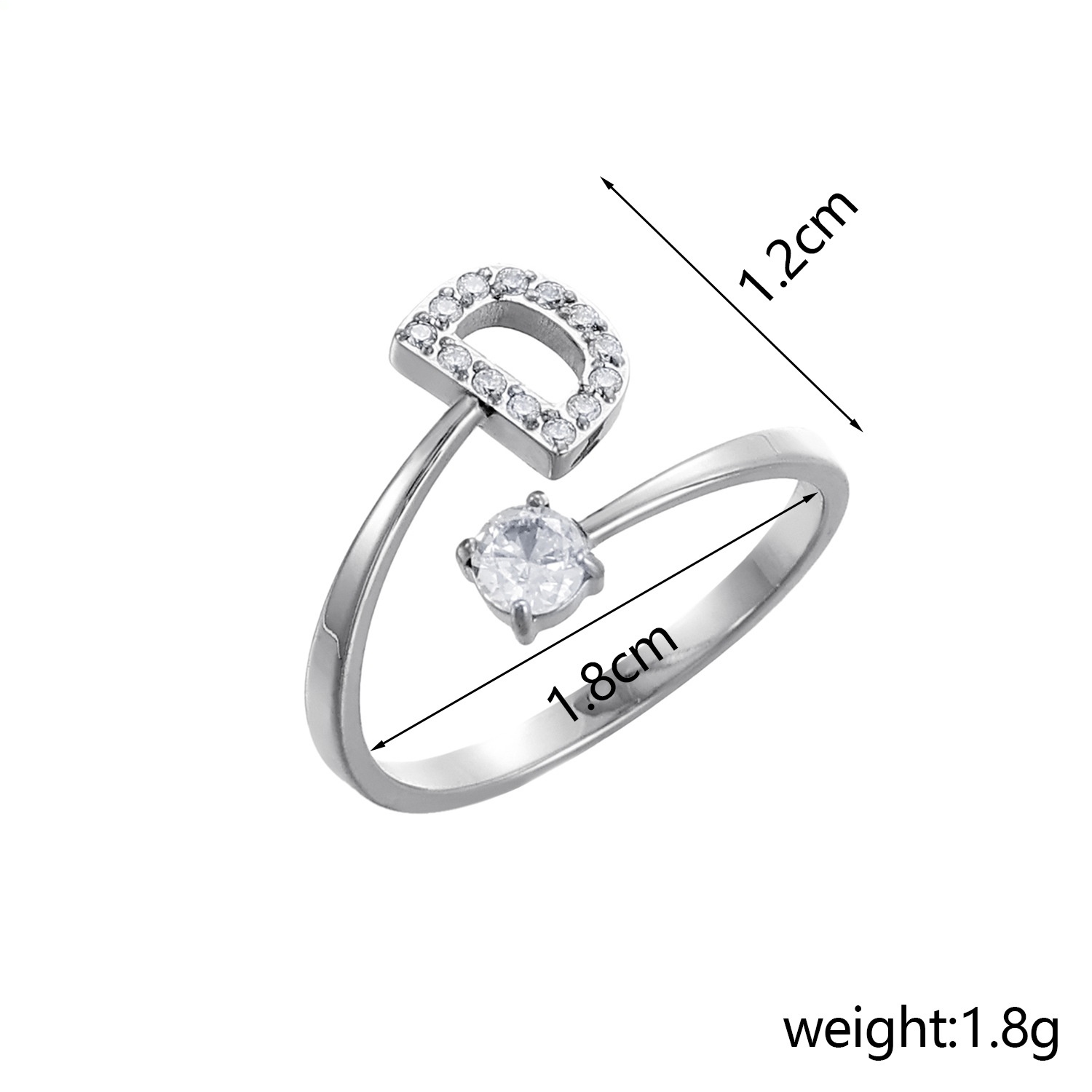 26-Letter Diamond-Inlaid Ring (Gold/Silver Version)