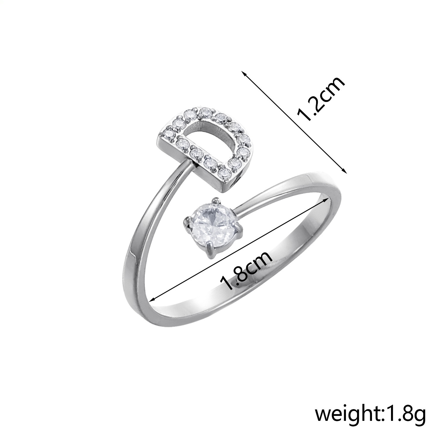 26-Letter Diamond-Inlaid Ring (Gold/Silver Version)