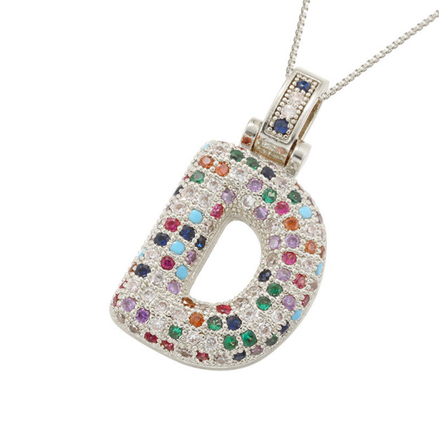 26 Letters Full-Diamond Colorful Necklace