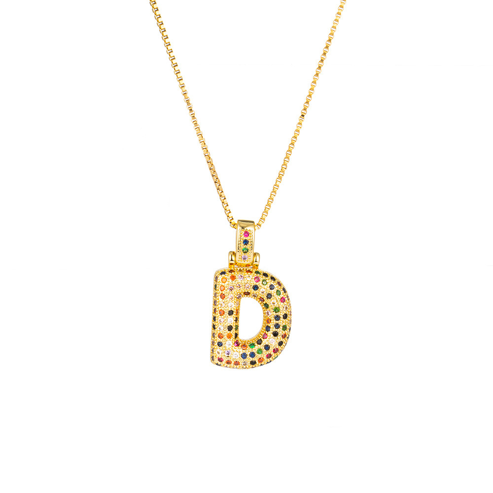 26 Letters Full-Diamond Colorful Necklace