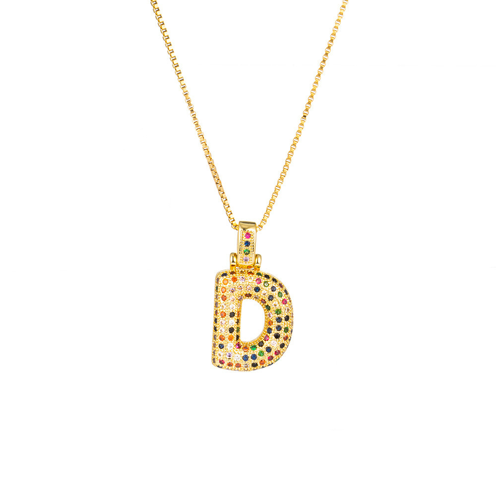 26 Letters Full-Diamond Colorful Necklace