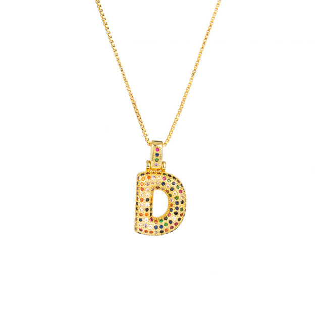 26 Letters Full-Diamond Colorful Necklace