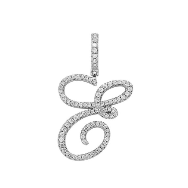 Floral Letter Full-Diamond Pendant Necklace (Gold/Silver Version)