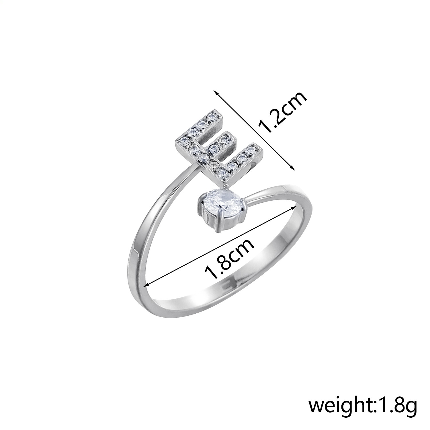 26-Letter Diamond-Inlaid Ring (Gold/Silver Version)