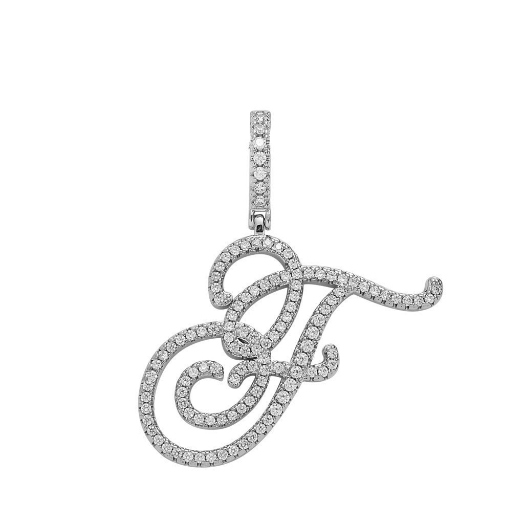 Floral Letter Full-Diamond Pendant Necklace (Gold/Silver Version)