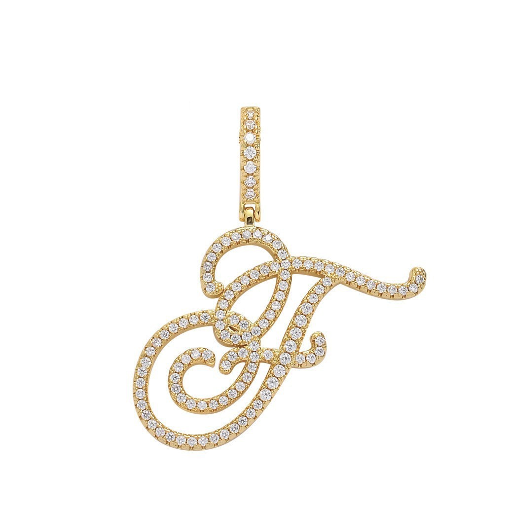 Floral Letter Full-Diamond Pendant Necklace (Gold/Silver Version)