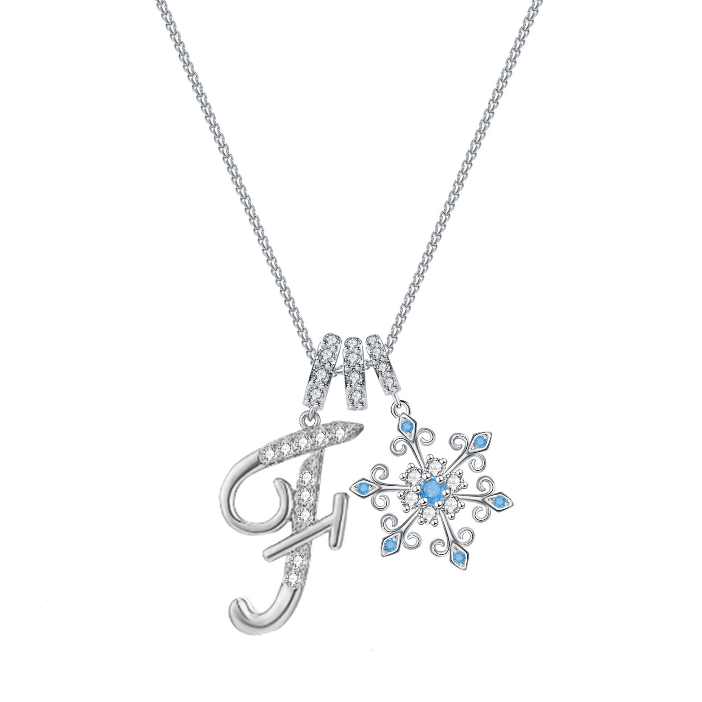 Diamond-Inlaid Light Luxury Girlish Pendant 26-Letter Snowflake Necklace 