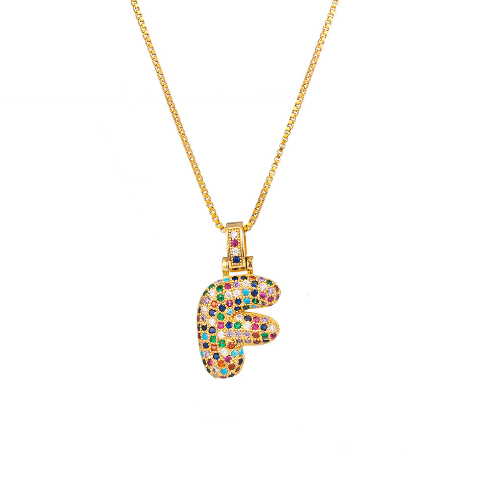 26 Letters Full-Diamond Colorful Necklace