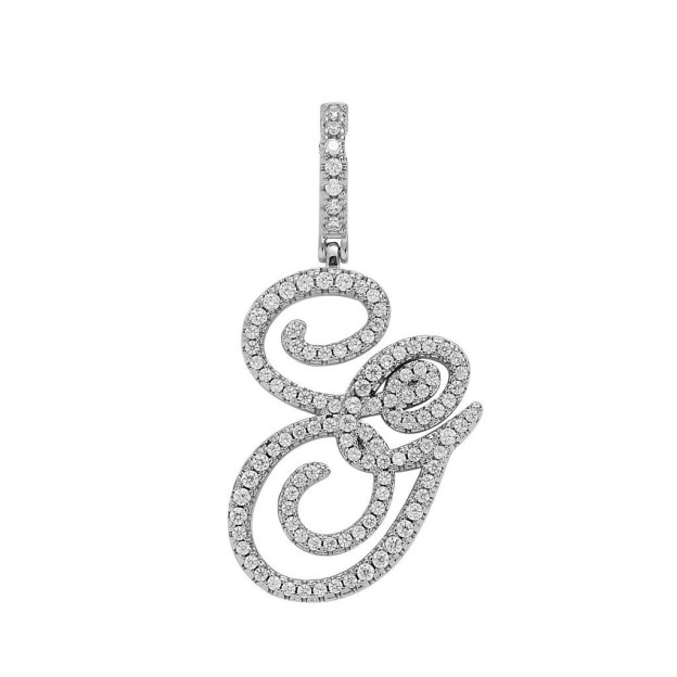 Floral Letter Full-Diamond Pendant Necklace (Gold/Silver Version)