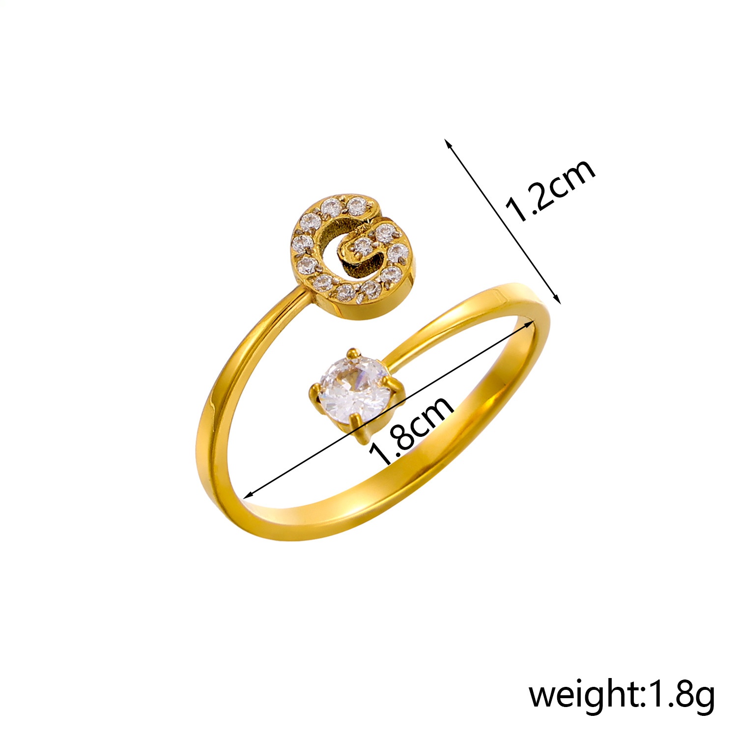 26-Letter Diamond-Inlaid Ring (Gold/Silver Version)