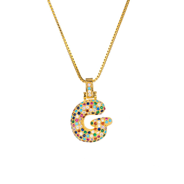 26 Letters Full-Diamond Colorful Necklace
