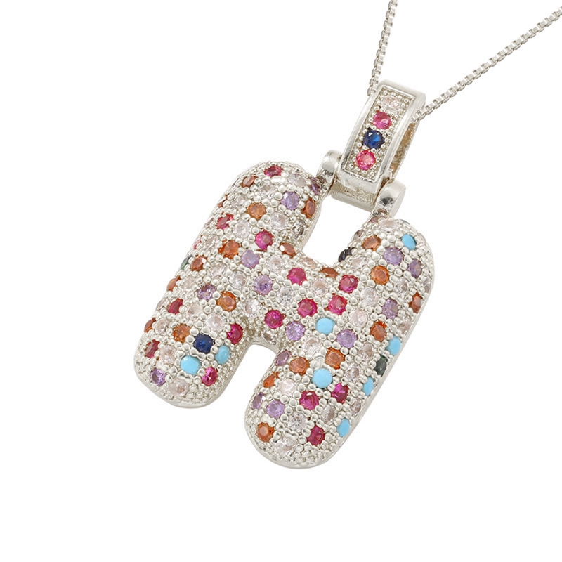26 Letters Full-Diamond Colorful Necklace