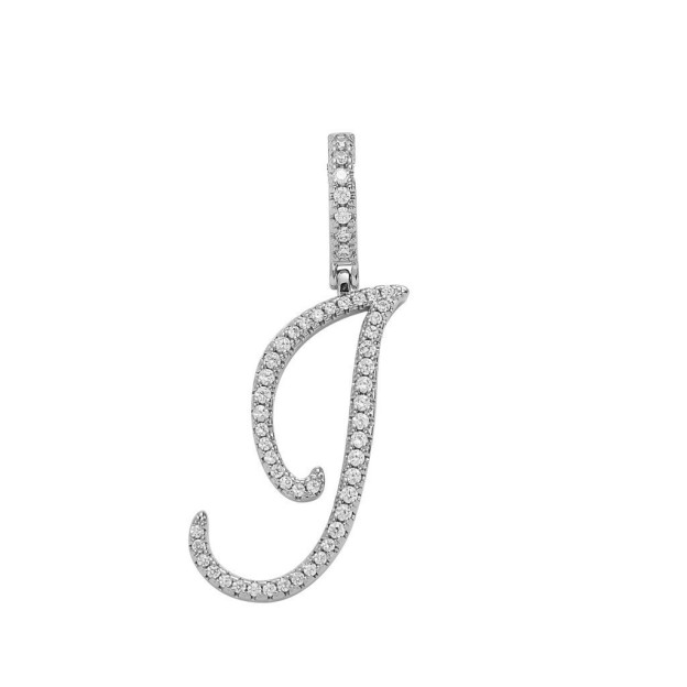 Floral Letter Full-Diamond Pendant Necklace (Gold/Silver Version)