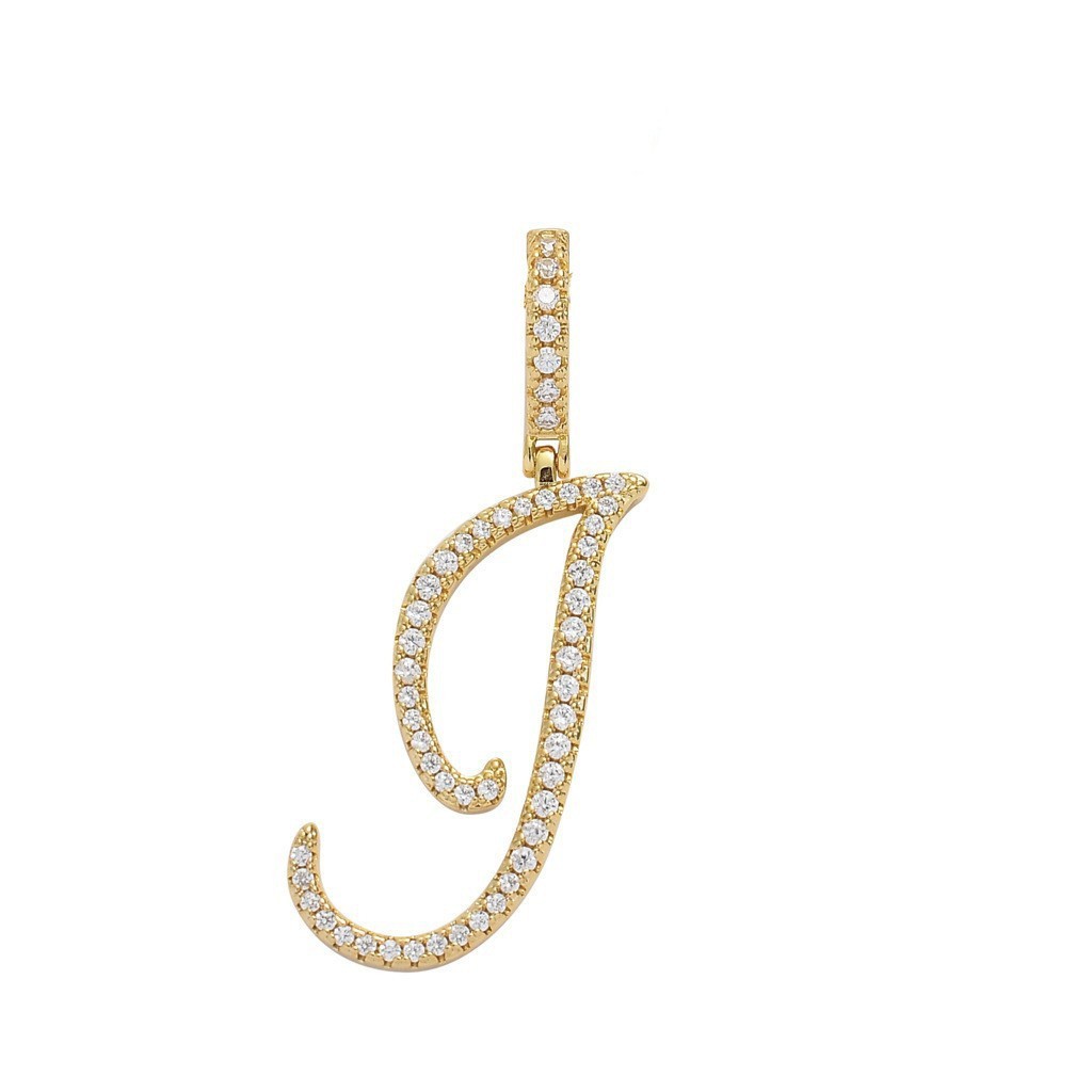 Floral Letter Full-Diamond Pendant Necklace (Gold/Silver Version)