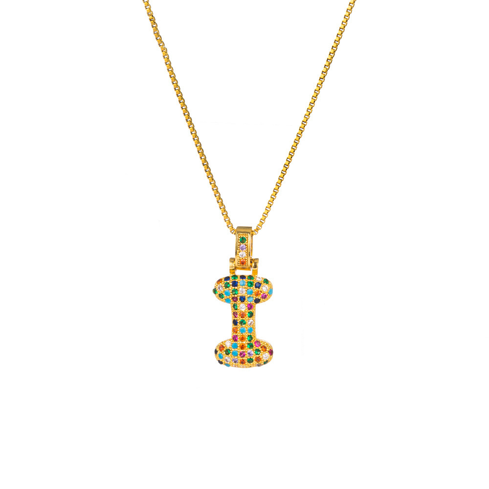 26 Letters Full-Diamond Colorful Necklace