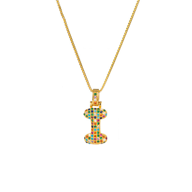 26 Letters Full-Diamond Colorful Necklace