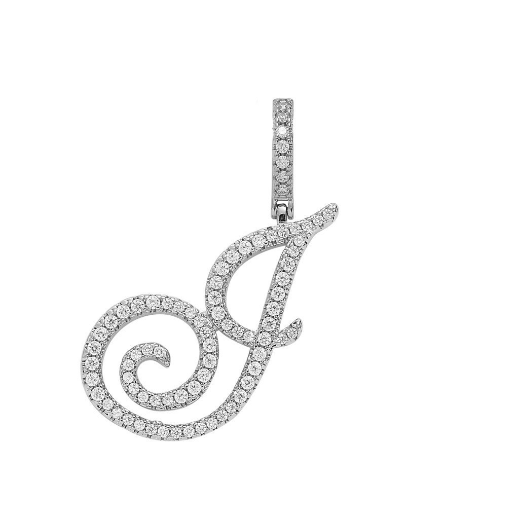 Floral Letter Full-Diamond Pendant Necklace (Gold/Silver Version)